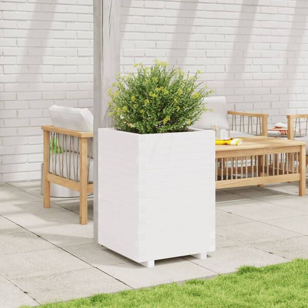 vidaXL Garden Planter White 50x50x72.5 cm Solid Wood Pine