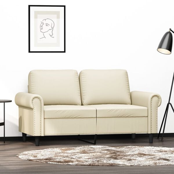vidaXL 2-Seater Sofa Cream 120 cm Faux Leather