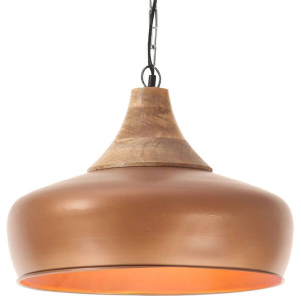 vidaXL Industrial Hanging Lamp Copper Iron & Solid Wood 35 cm E27