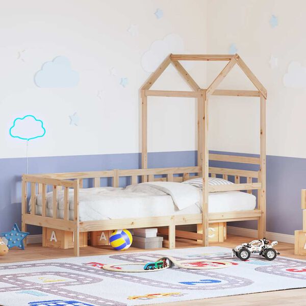 vidaXL Day Bed with Roof without Mattress 90x190 cm Single Solid Wood