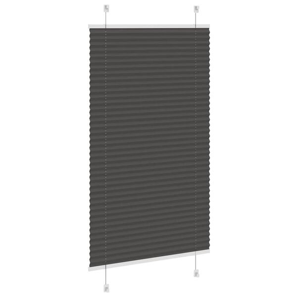 vidaXL Pleated Blind Black 75x100 cm Fabric Width 74.4 cm Polyester