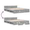vidaXL Bed Frame with Drawers without Mattress Concrete Grey 135x190 cm Double