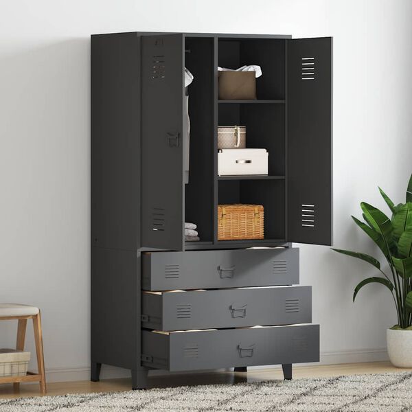 vidaXL Industrial Wardrobe Anthracite 90x50x180 cm Metal
