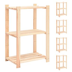 vidaXL 3-Tier Storage Racks 5 pcs 60x38x90 cm Solid Pinewood 150 kg