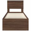 vidaXL Bed Frame with Headboard Brown Oak 75 x 190 cm Solid Pine Wood