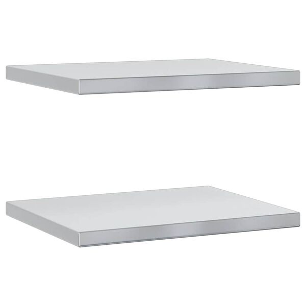 vidaXL Wall Shelves 2 pcs 50x40x3 cm Silver Stainless Steel