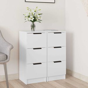 vidaXL Sideboards 2 pcs White 30x30x70 cm Engineered Wood