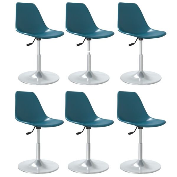 vidaXL Swivel Dining Chairs 6 pcs Turquoise PP