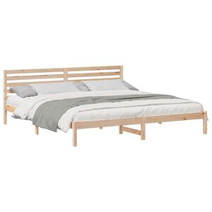 vidaXL Bed Frame with Headboard Brown 180 x 220 cm Solid Pine Wood