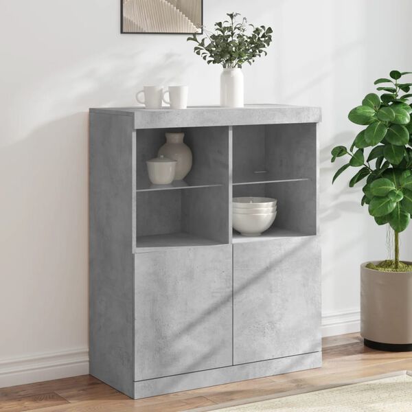 vidaXL Sideboard with LED Lights Concrete Grey 81x37x100 cm