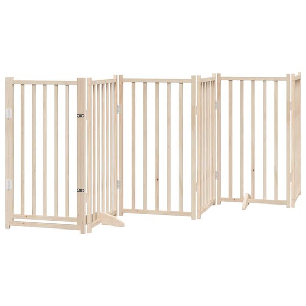 vidaXL Dog Gate with Door Foldable 9 Panels 450 cm Poplar Wood