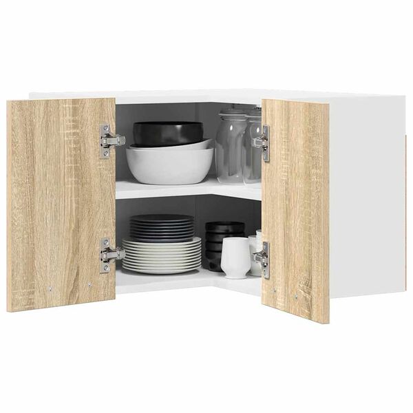 vidaXL Hanging Cabinet Sonoma Oak and White 57 x 57 x 40 cm