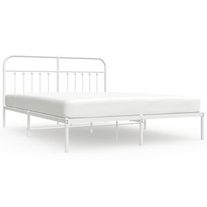 vidaXL Metal Bed Frame without Mattress with Headboard White 160x200cm