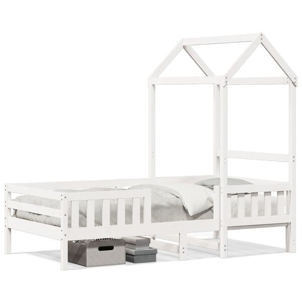 vidaXL Bed Frame with Roof without Mattress White 90x190 cm Single