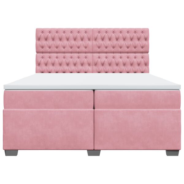 vidaXL Box Spring Bed with Mattress Pink 200x200 cm Velvet