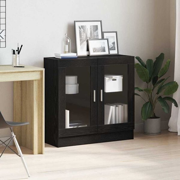 vidaXL Book Cabinet Black Oak 82.5 x 30.5 x 80 cm Engineered Wood