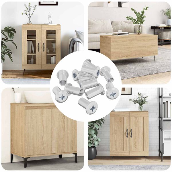 vidaXL Lock Nut 12 pcs Nickel M6 x 15 mm Steel