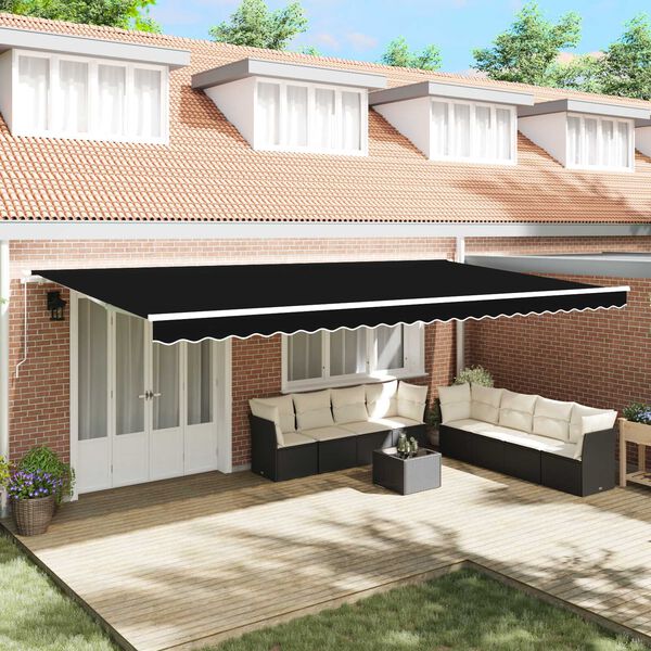 vidaXL Retractable Awning Black 600 x 300 cm Polyester and Aluminium