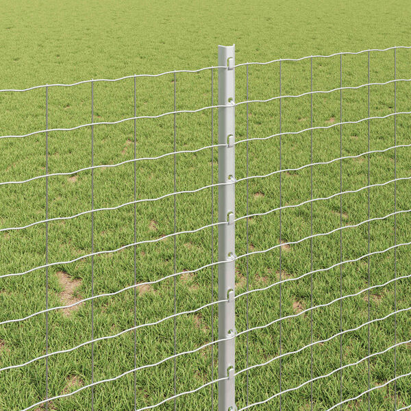 vidaXL Fence with Post Silver 1 x 10 m Steel