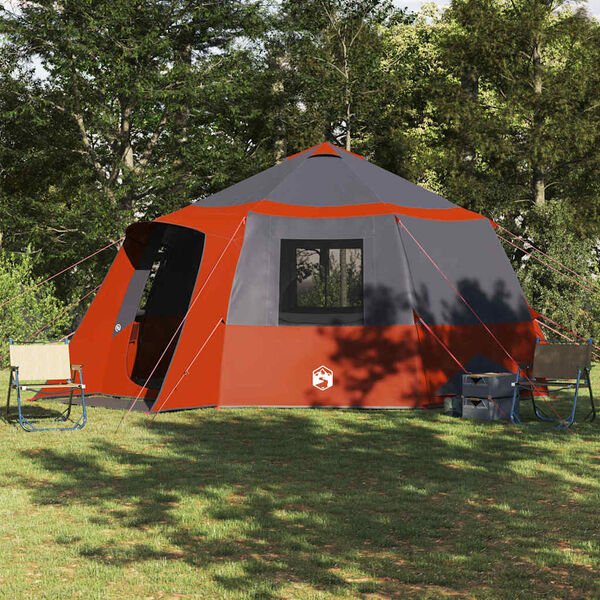 vidaXL Cabin Tent with Roof Grey and Orange 500 x 500 x 294 cm