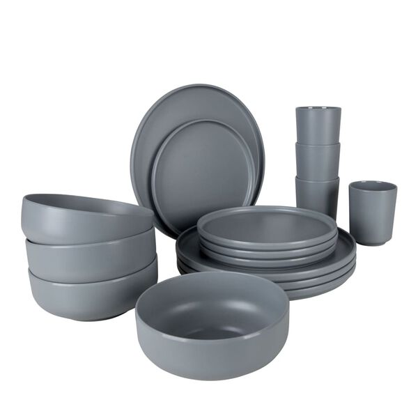 Bo-Camp 16 Piece Tableware Patom Melamine Light Grey