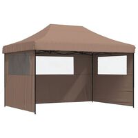vidaXL Foldable Party Tent Pop-Up with 3 Sidewalls Brown