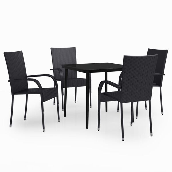 vidaXL 5 Piece Garden Dining Set Black