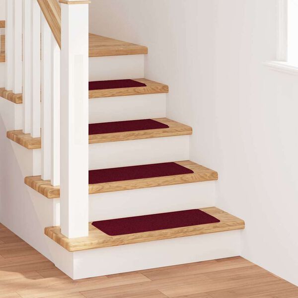vidaXL Anti-slip Stair Mats 15 pcs Bordeaux 60 x 25 cm PP