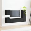 vidaXL TV Cabinet Set Wall-mounted 4 pcs Black Engineered Wood