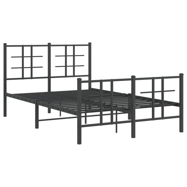 vidaXL Metal Bed Frame without Mattress with Footboard Black 120x190cm