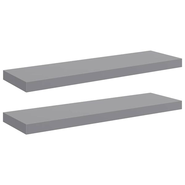 vidaXL Floating Wall Shelves 2 pcs Grey 80x23.5x3.8 cm MDF