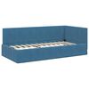 vidaXL Corner Bed Frame with Headboard Blue 90 cm x 190 cm Velvet