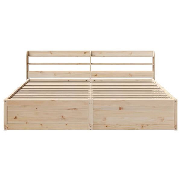 vidaXL Bed Frame with Headboard 180x200 cm Super King Solid Wood Pine