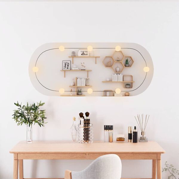 vidaXL Wall Mirror with LED Lights 25x60 cm Glass Oval