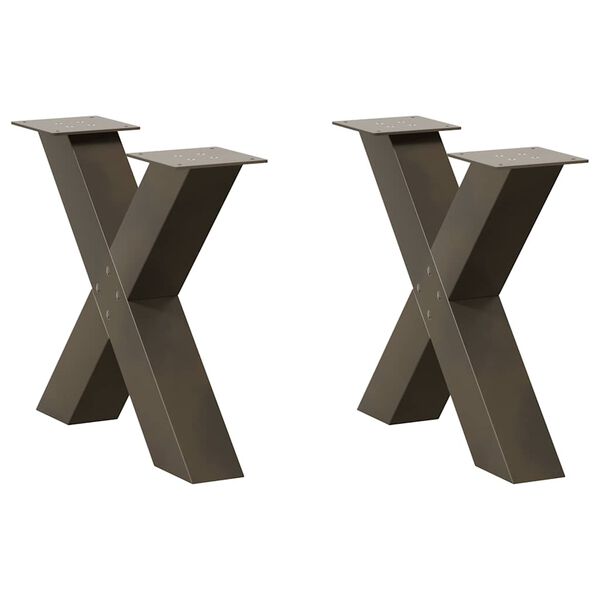 vidaXL Coffee Table Legs X-Shaped 2 pcs Natural Steel 60x(42-43) cm Steel