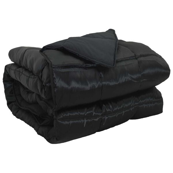 vidaXL Full Year Duvet Black 220 x 260 cm Satin and Microfiber