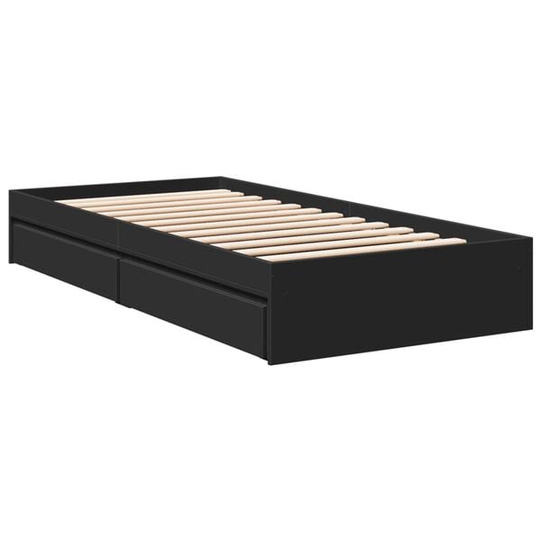 vidaXL Bed Frame with Drawers without Mattress Black 90x190 cm Single