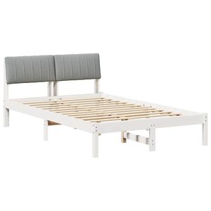 vidaXL Bed frame White and light grey 120 x 190 cm Solid pine wood