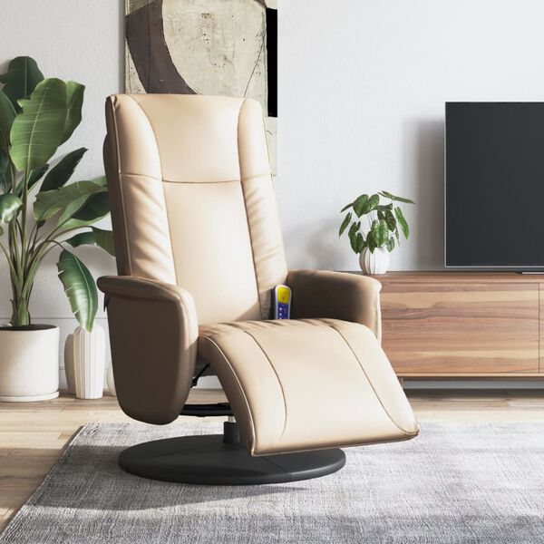 vidaXL Massage Recliner Chair with Footrest Cappuccino Faux Leather