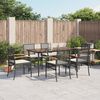 vidaXL 7 Piece Garden Dining Set with Cushions Black Poly Rattan