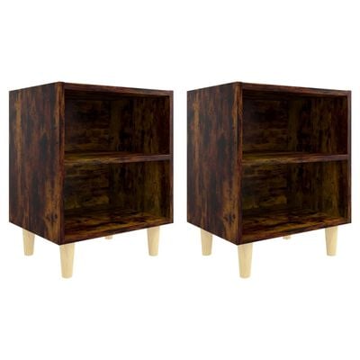 vidaXL Bed Cabinets with Solid Wood Legs 2 pcs Smoked Oak 40x30x50 cm