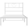 vidaXL Metal Bed Frame without Mattress with Headboard White 75x190cm