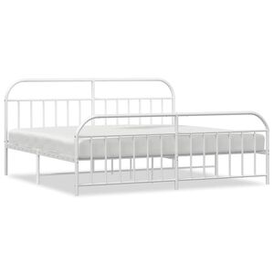 vidaXL Metal Bed Frame without Mattress with Footboard White 200x200cm