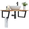 vidaXL Basin Shelf Wall Mounted Steel and Solid Wood Acacia