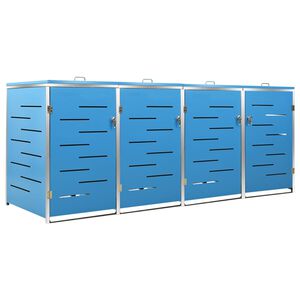 vidaXL Quadruple Wheelie Bin Shed 276.5x77.5x115 cm Stainless Steel