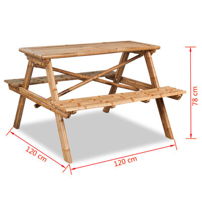 vidaXL Picnic Table 120x120x78 cm Bamboo