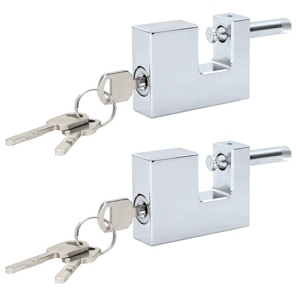 vidaXL Padlock 2 pcs Silver 7.9 x 5 x 1.9 cm Iron