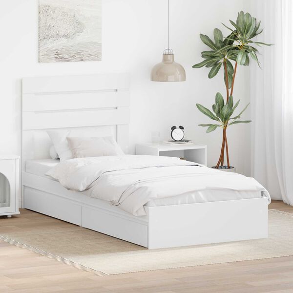 vidaXL Storage Bed with Headboard White 90 x 190 cm Engineered Wood
