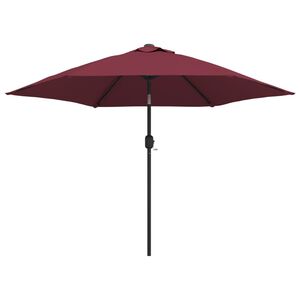 vidaXL Garden Parasol with LED Lights and Steel Pole 300 cm Bordeaux Red