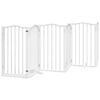 vidaXL Dog Gate with Door Foldable 6 Panels White 300 cm Poplar Wood
